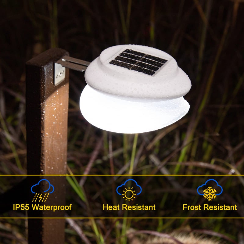ROSHWEY Gutter Lights Solar Powered, 6 Pack Solar Patio Decor Lights with 9 LED Waterproof Fence Light for Eaves Garage Garden Landscape Pathway (Cool White) - Image 5